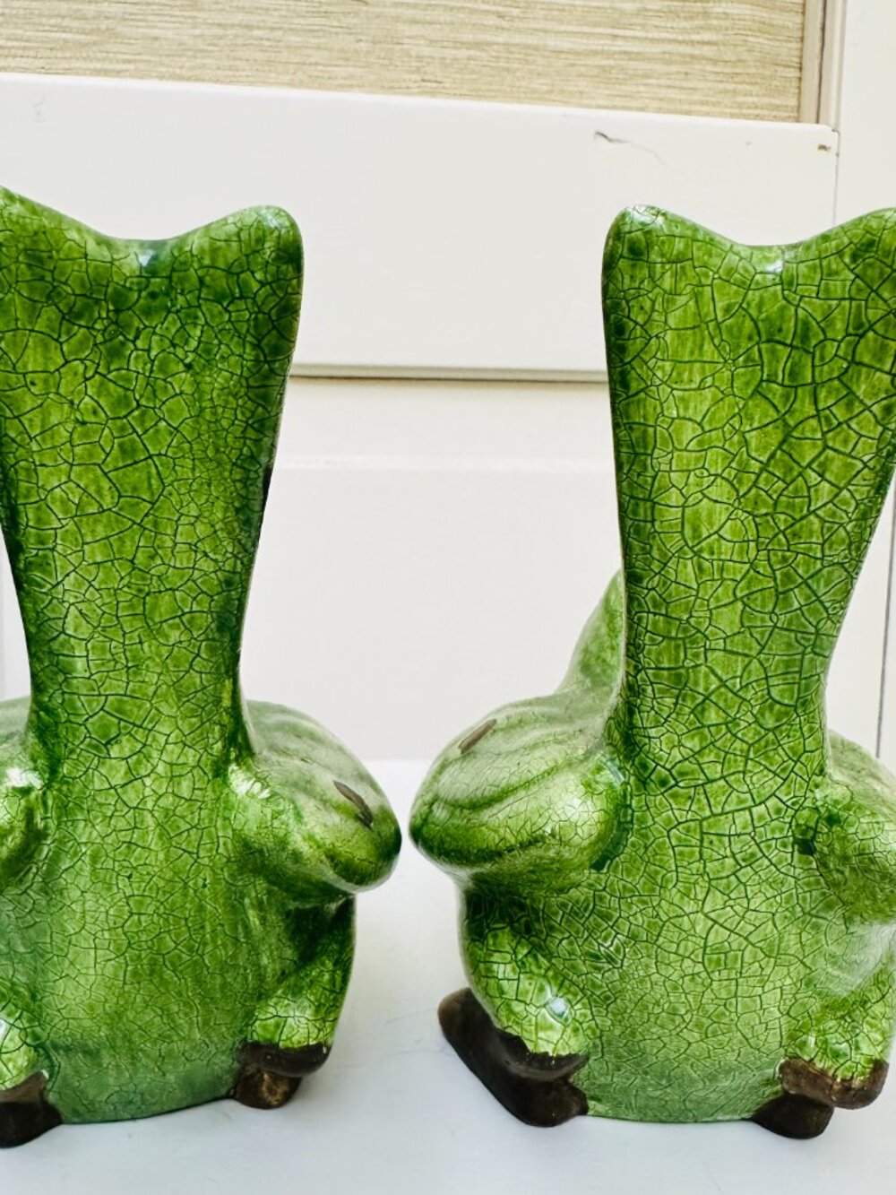 Pier 1 Green Crackle Glaze Bird Figurines Set Cottagecore Farmhouse Decor - Picture 12 of 14